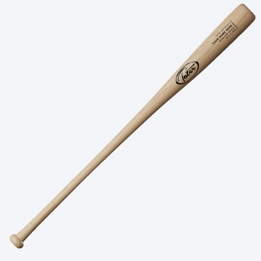 Wooden baseball bat with a brand logo on a white background