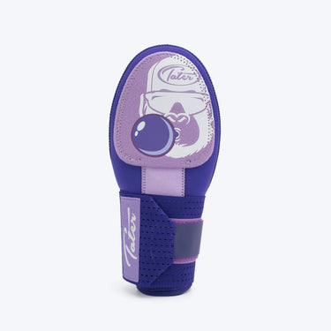 Bubblegum Purple KONG sliding mitt by Tater, front view, purple padded shell with lavender Kong gorilla graphic blowing a purple bubblegum bubble