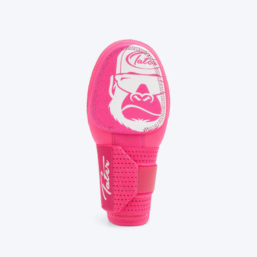 Pink KONG sliding mitt by Tater, front view, hot pink padded shell with white Kong gorilla graphic