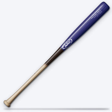 Tater X6 Pro maple wood bat with pine tar handle, navy barrel and silver oval logo