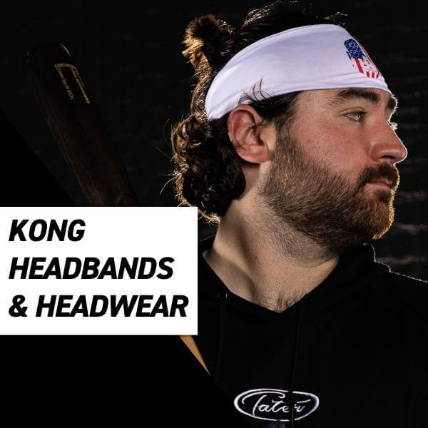 Liam Scafariello wearing a white, performance headband showcasing the USA Tater Kong.