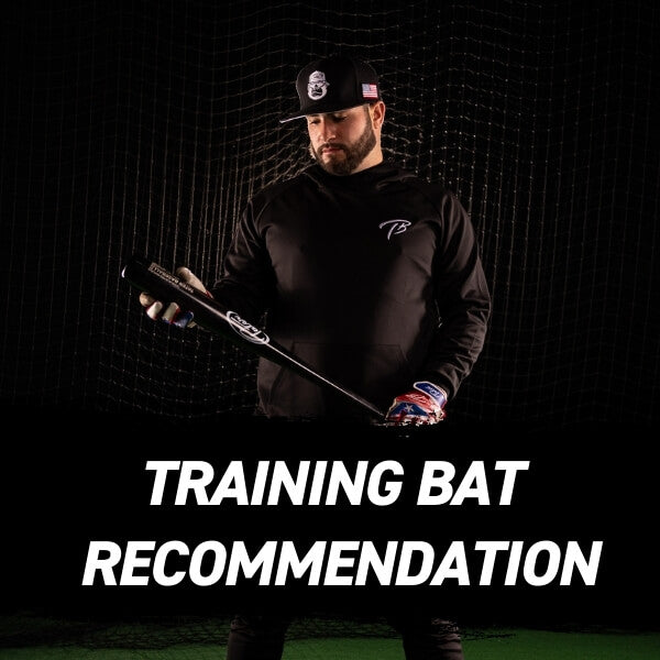 Cris Ruiz wearing Tater stylized TB Hoodie in Black while holding a short bat.