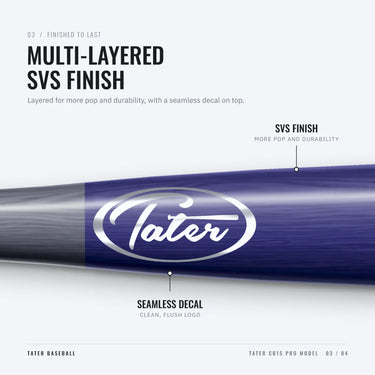 Silver Tater oval logo under the multi-layered SVS finish on the CB15 Pro barrel