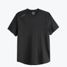 Fundamentals training tee in black with a curved hem, front view