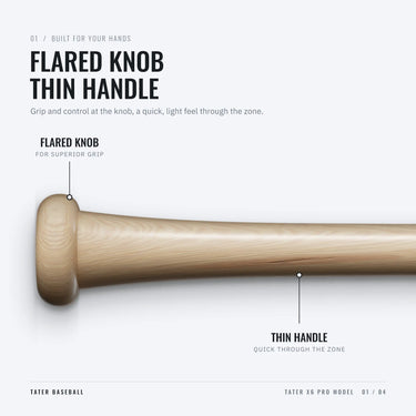 Flared knob and thin handle on the Tater X6 Pro