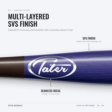 Silver Tater oval logo under the multi-layered SVS finish on the X6 Pro barrel